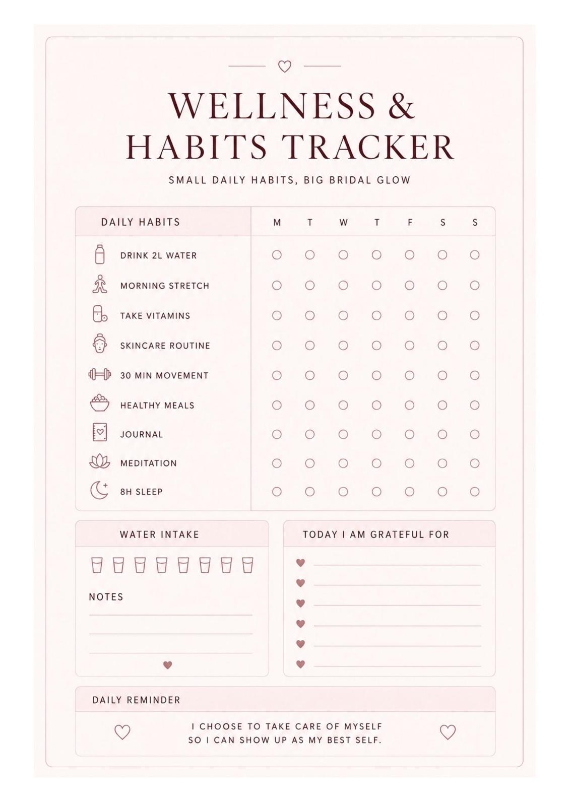 🎁 FREE BONUS – Bridal Self Care Planner